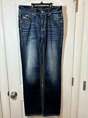 Buckle Black Indigo Blue Straight Leg Jeans